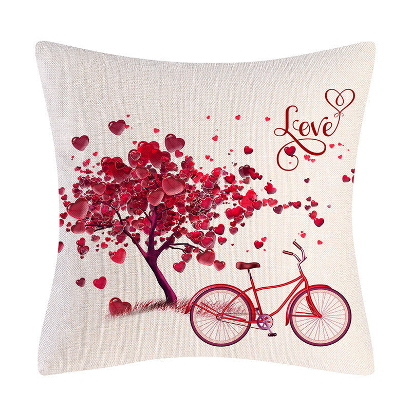 Valentine's Day Linen Throw Pillowcase Gift