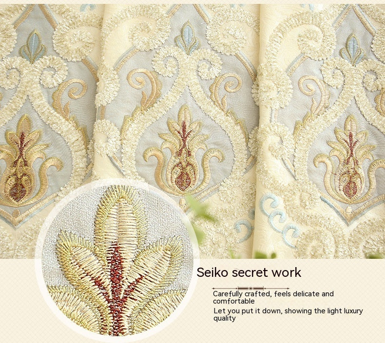 Elegant Thread Embroidery Semi-Transparent Drapes