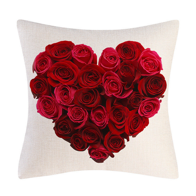Valentine's Day Linen Throw Pillowcase Gift