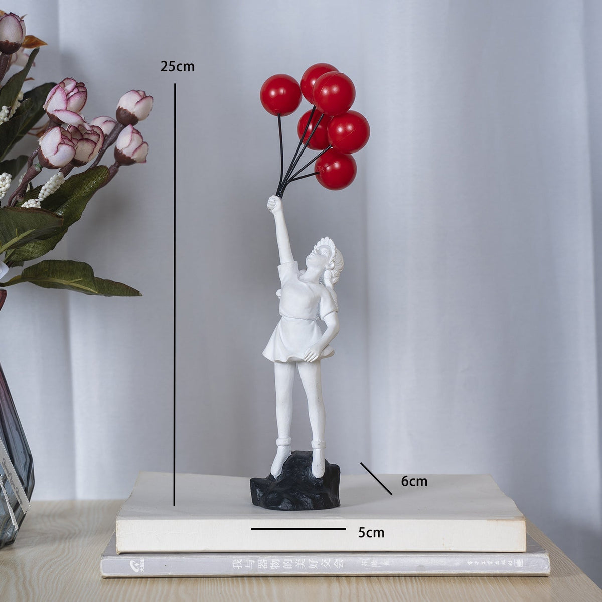 Little Girl with Balloon Resin Art Sculpture