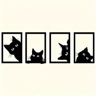 Black Cat Metal Wall Art Decoration Set