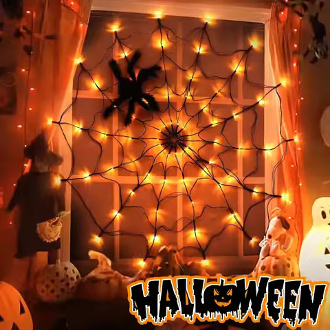 Halloween Spider Web LED Lights β Spooky Outdoor & Indoor Decoration