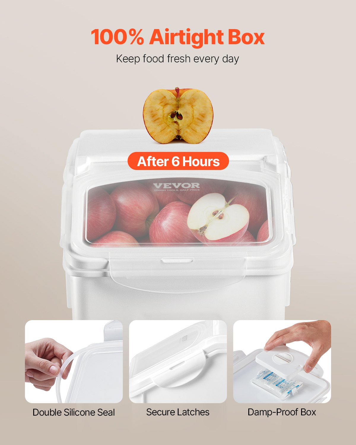 4.5Gal/20L Large Ingredient Storage Container Airtight Kitchen Flour Bin