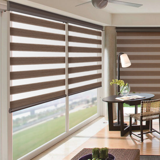 Modern Dual-Layer Gauze & Fabric Roller Curtain