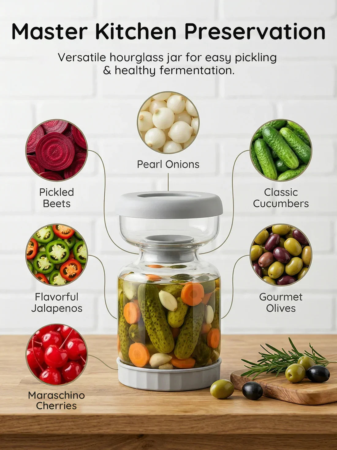Pickle and Olive Hourglass Jar