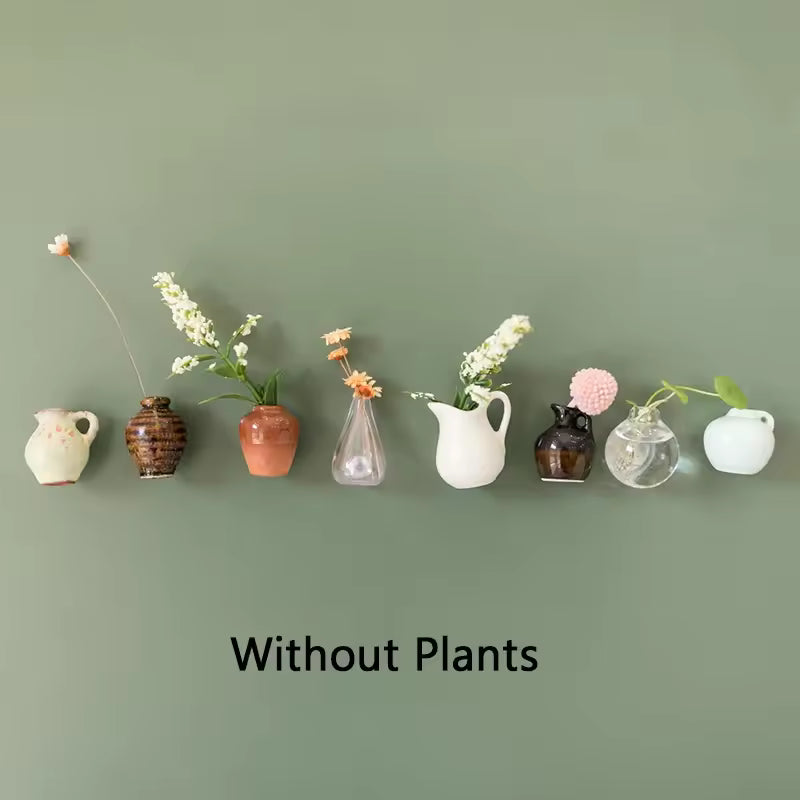 Cute Plant Ceramic Vase Fridge Magnets