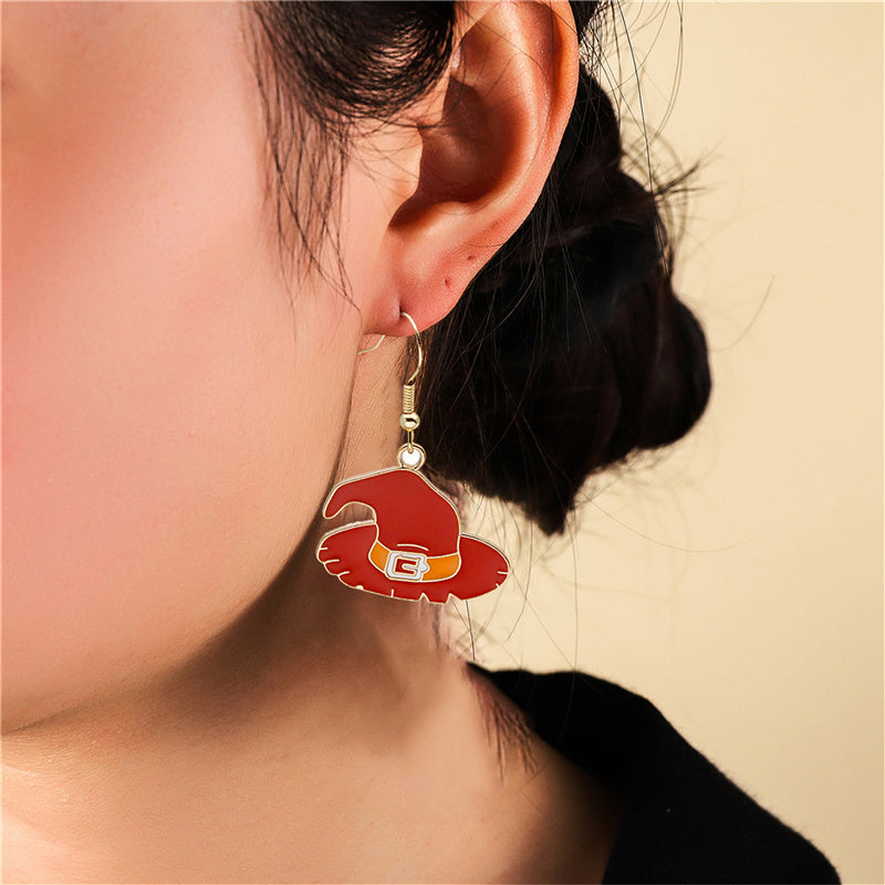 Halloween Pumpkin Earrings | Cute Spooky Oil Drip Alloy Jewelry
